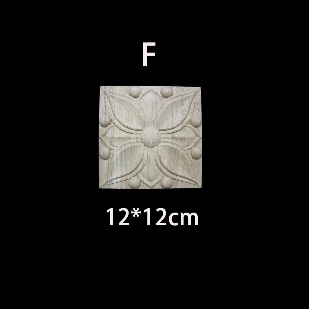 Unique Natural Floral Wood Carved Onlays and Appliques Wood Figurines for Decor Home Decoration Accessories wood furniture decal