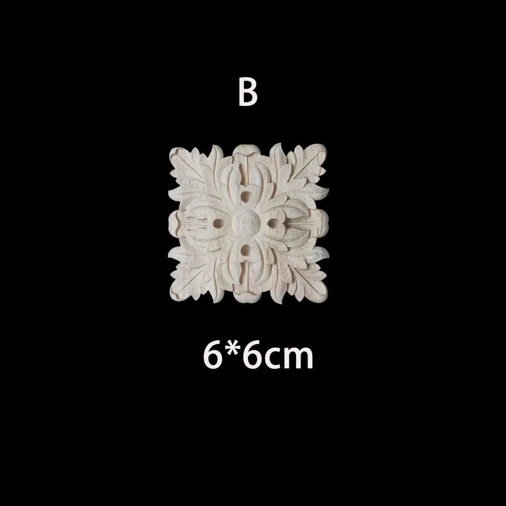 Unique Natural Floral Wood Carved Onlays and Appliques Wood Figurines for Decor Home Decoration Accessories wood furniture decal