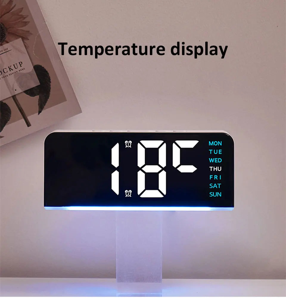 Digital LED Alarm Clock Desktop Table Clock Night Light with Time Temperature Display Backlight Snooze Clock Modern Decor