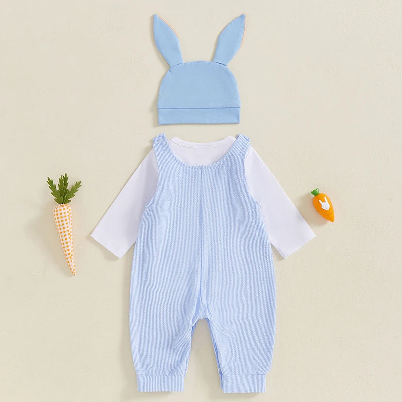 Toddler Girl Easter Dress Floral Print Ruffle Sleeve Romper Bunny Embroidery Skirt Headband 3 Piece Spring Set for Baby Girl
