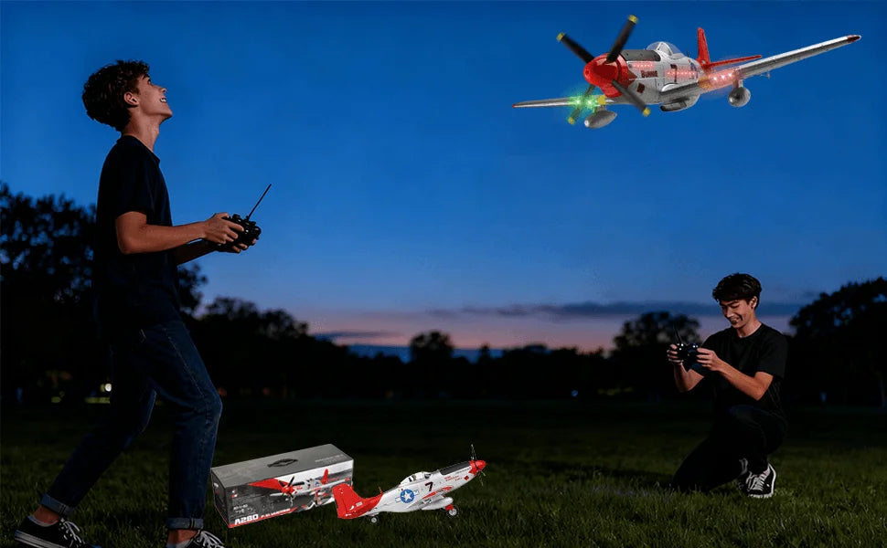 WLtoys XK A280 RC plane,P51 Mustang 4-CH RC Airplane with Lights,6G/3D Brushless Remote Control Airplane,Suitable for adults
