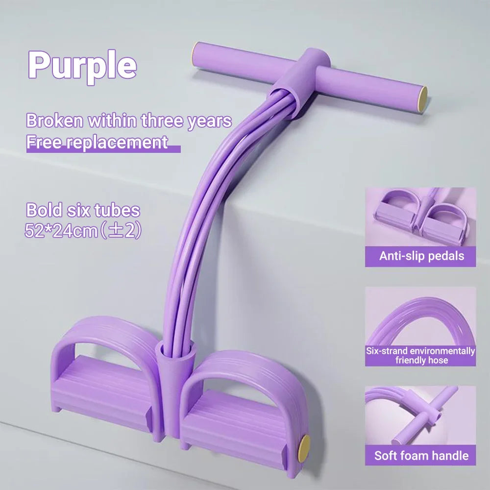 6-Tube Resistance Band Multi Function Tension Rope Fitness Bands 6-Tube Elastic Yoga Pedal Puller For Sports Exercises At Gym