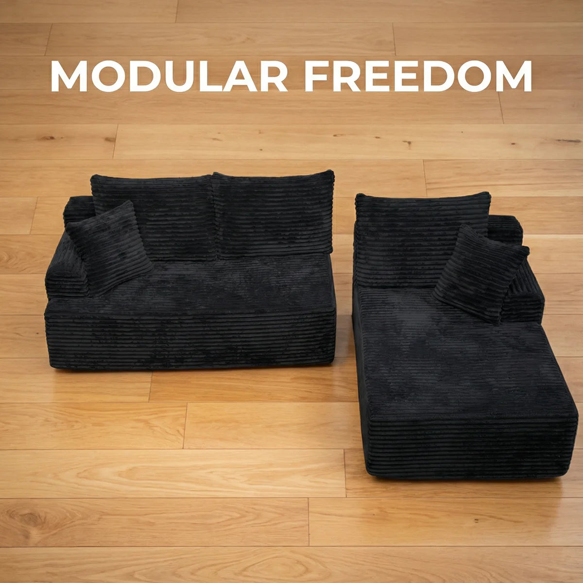 95" L-Shaped Sofa Chaise, No Assembly Required, Rabbit Fleece Upholstery, Ultra Soft & Comfortable, Ready to Use Out of the Box