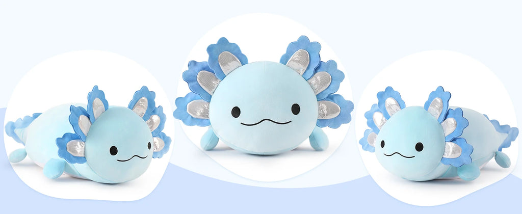 MaoGoLan Giant Axolotl Plush with 3 Baby Axolotl Inside - 23.5" Soft Stuffed Animal Throw Pillow - Blue