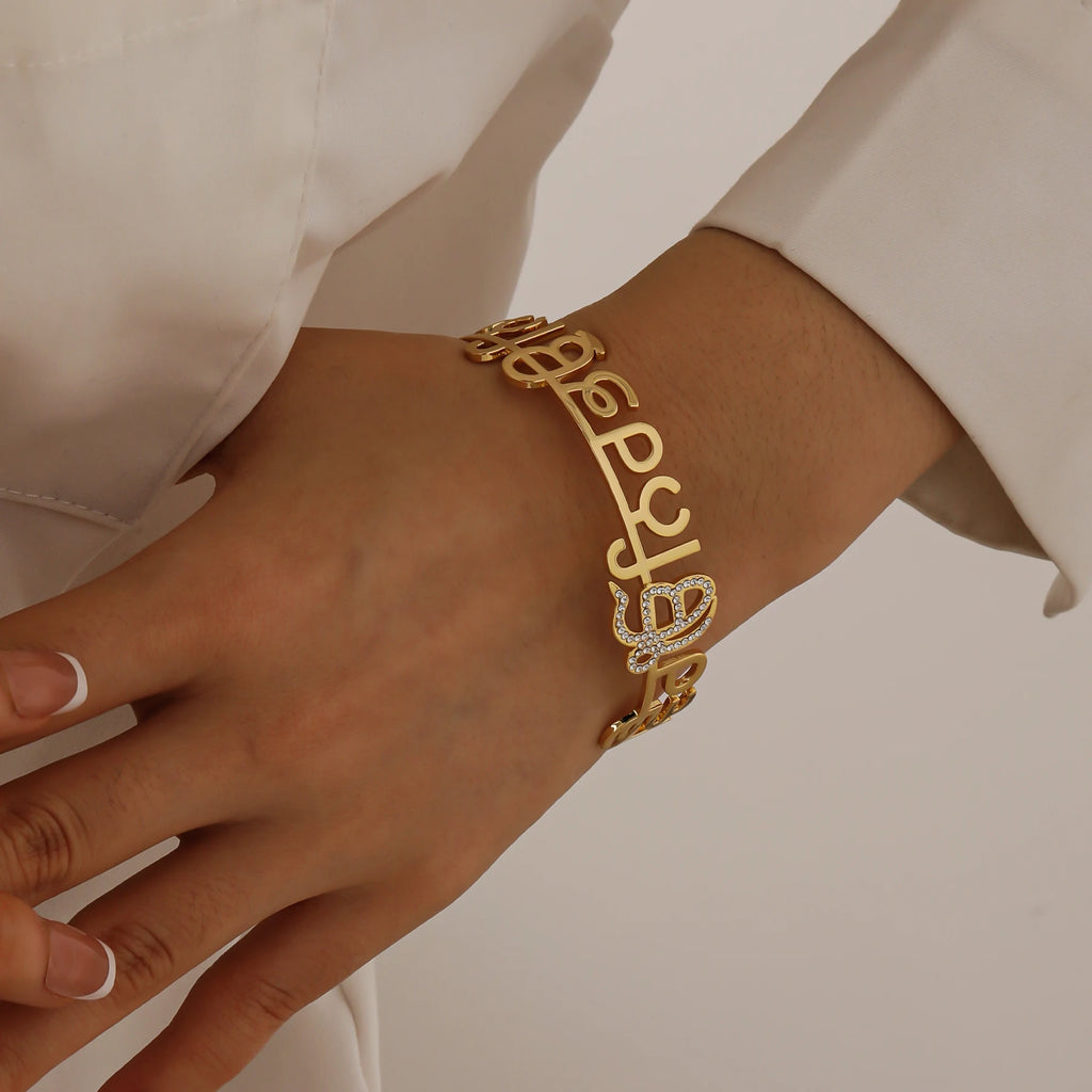 Punjabi Sikhism Devil's Eye Bracelet  18K Stainless Steel Ice Crystal Zirconia Bracelet Gift Unique Symbol Religious Jewelry