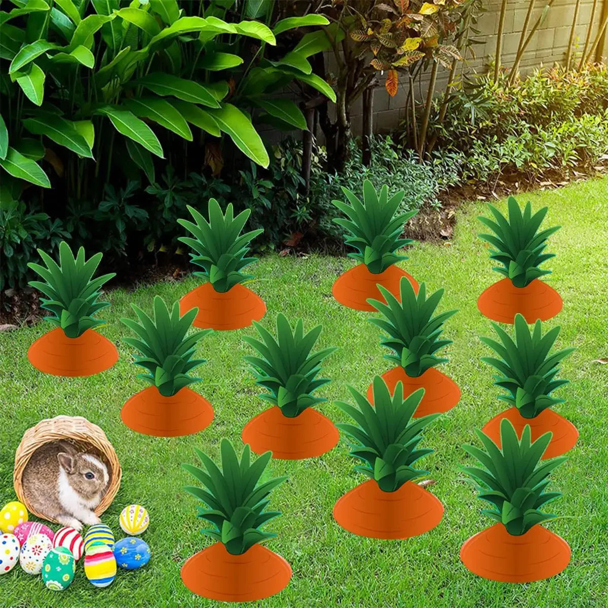 6 Pcs Easter Yard Signs with Stakes - Bunny Eggs, Basket, Chicks-Easter Lawn Decoration Easter Props Spring Patio