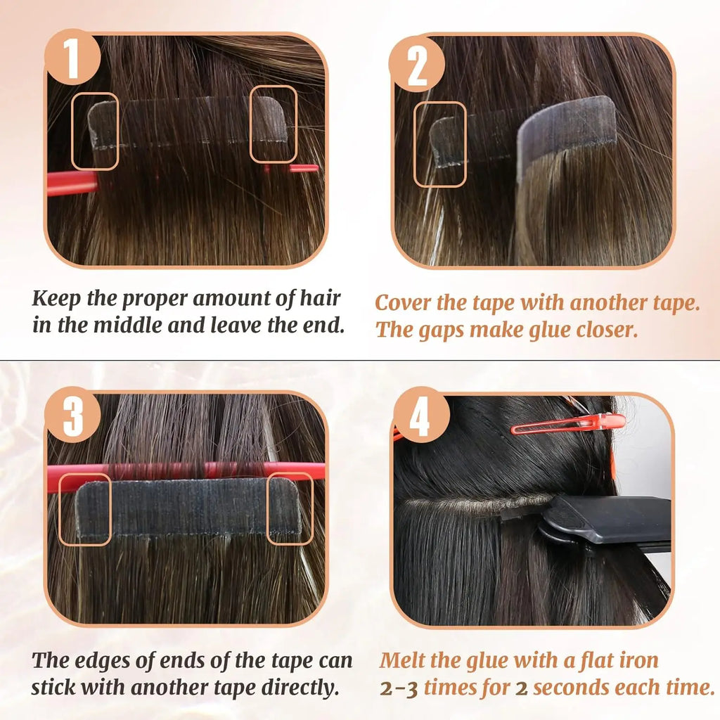 Ugeat Human Hair Tape in Extensions Brown Hair Extensions Real Human Hair Dark Brown Remy Hair Invisible Double Sided