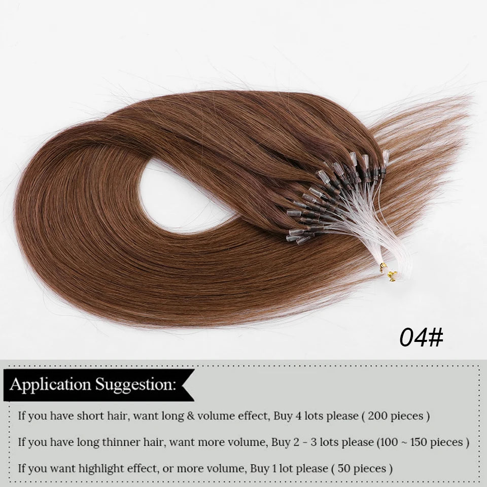 MRS HAIR Human Hair Micro Loop Extensions Easy Install At Home Micro Loop Hair Extensions Blonde Brown Black Straight 30g/pack