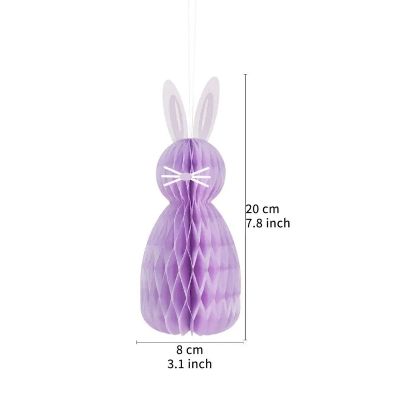 Easter Colorful Honeycomb Rabbit Hanging Paper Decoration Easter 3D Honeycomb Paper Egg Ball Easter Theme Party Decoration