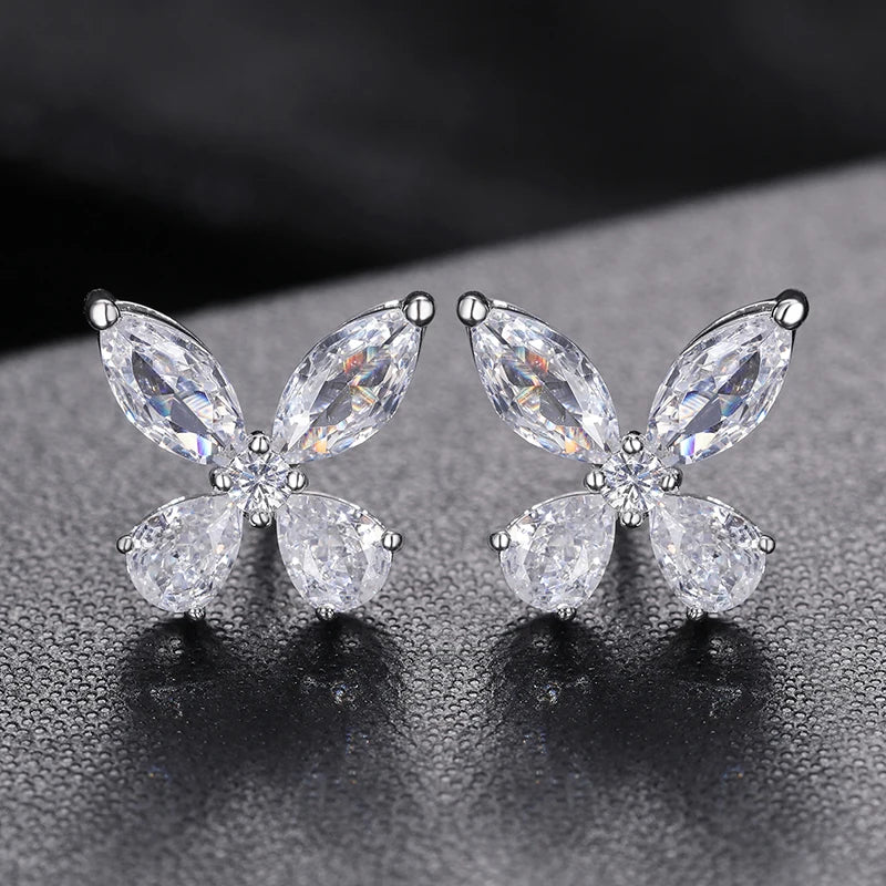 Orginal Luxury Butterfly Stud Earrings Silver 925 for Men Women D Color Moissanite GRA HipHop Wedding Earrings Jewelry Gifts