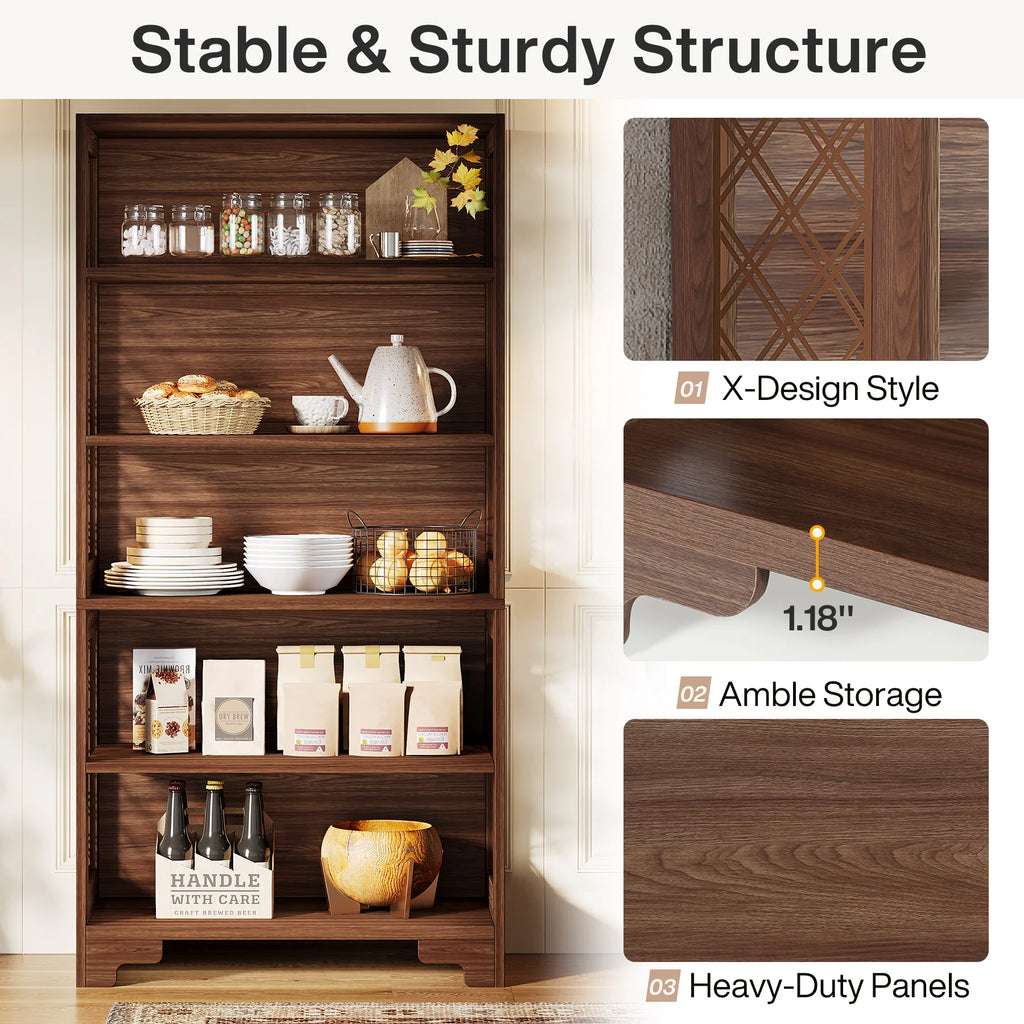 Tribesigns 6-Tier Bookcase, 71 Inches Industrial Bookshelves and Bookcases, Floor Standing 5 Shelf Display Storage Shelves
