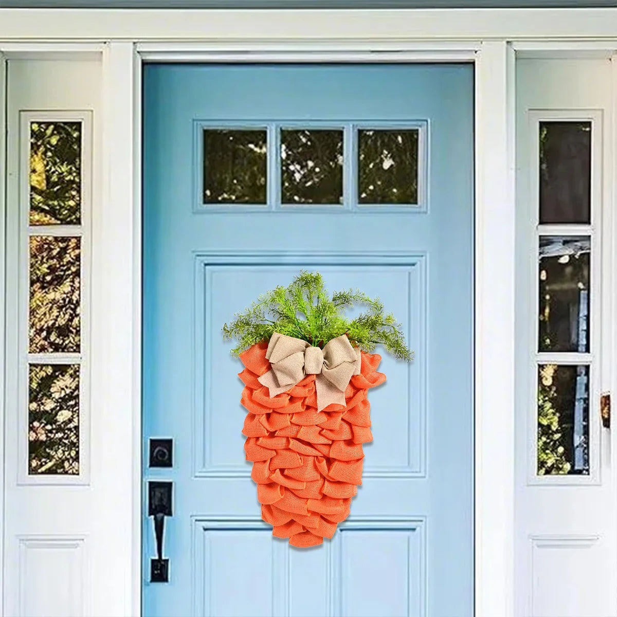 Easter Wreath Easter Decorations for the Home, 21.6in Carrot Shaped Wreath Spring Wreath for Front Door, Artificial