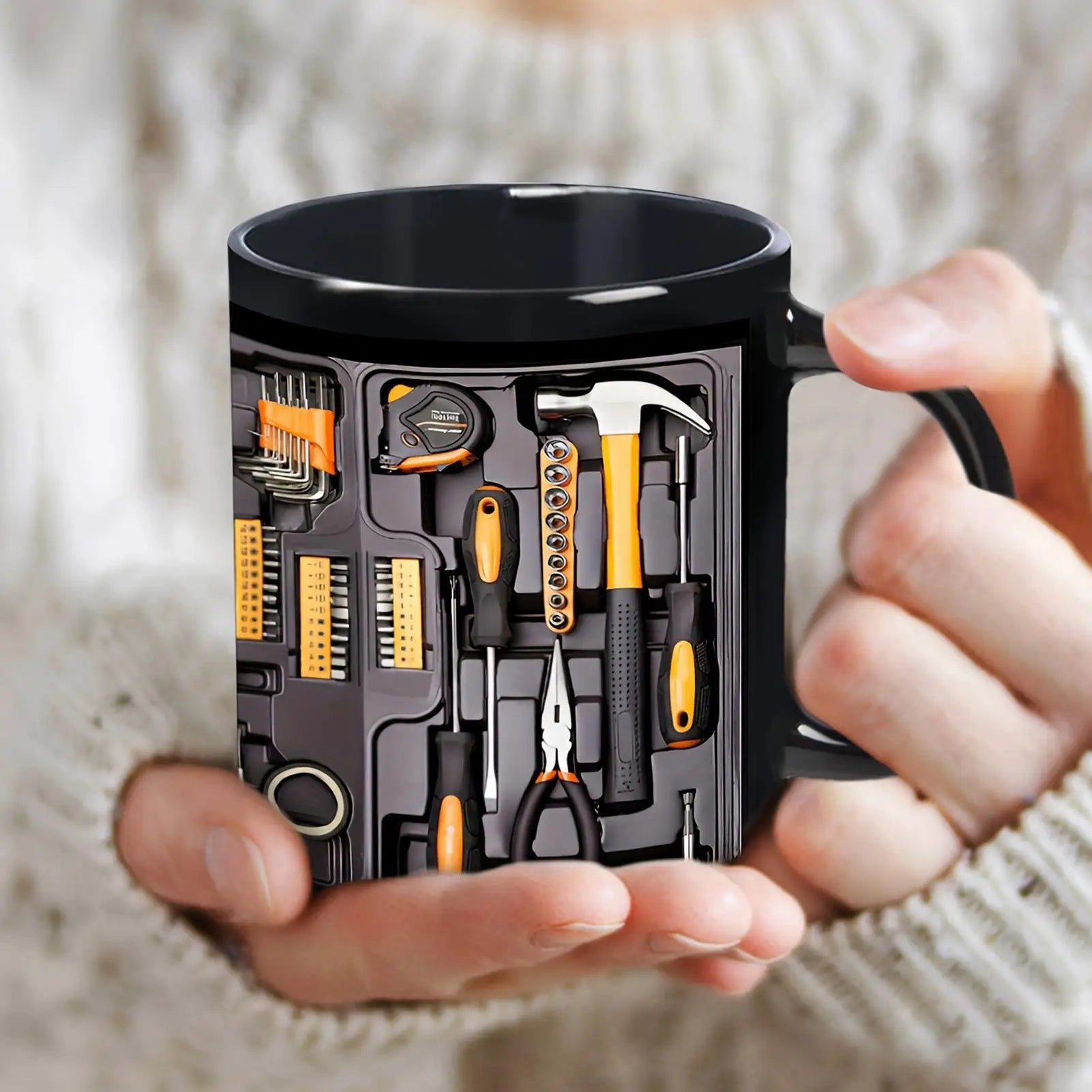 Funny Coffee Mug Toolbox Design Wrench Pattern Mechanic Water Cup Ceramic Sturdy Mechanic Mug Auto/Car Mechanic Gift