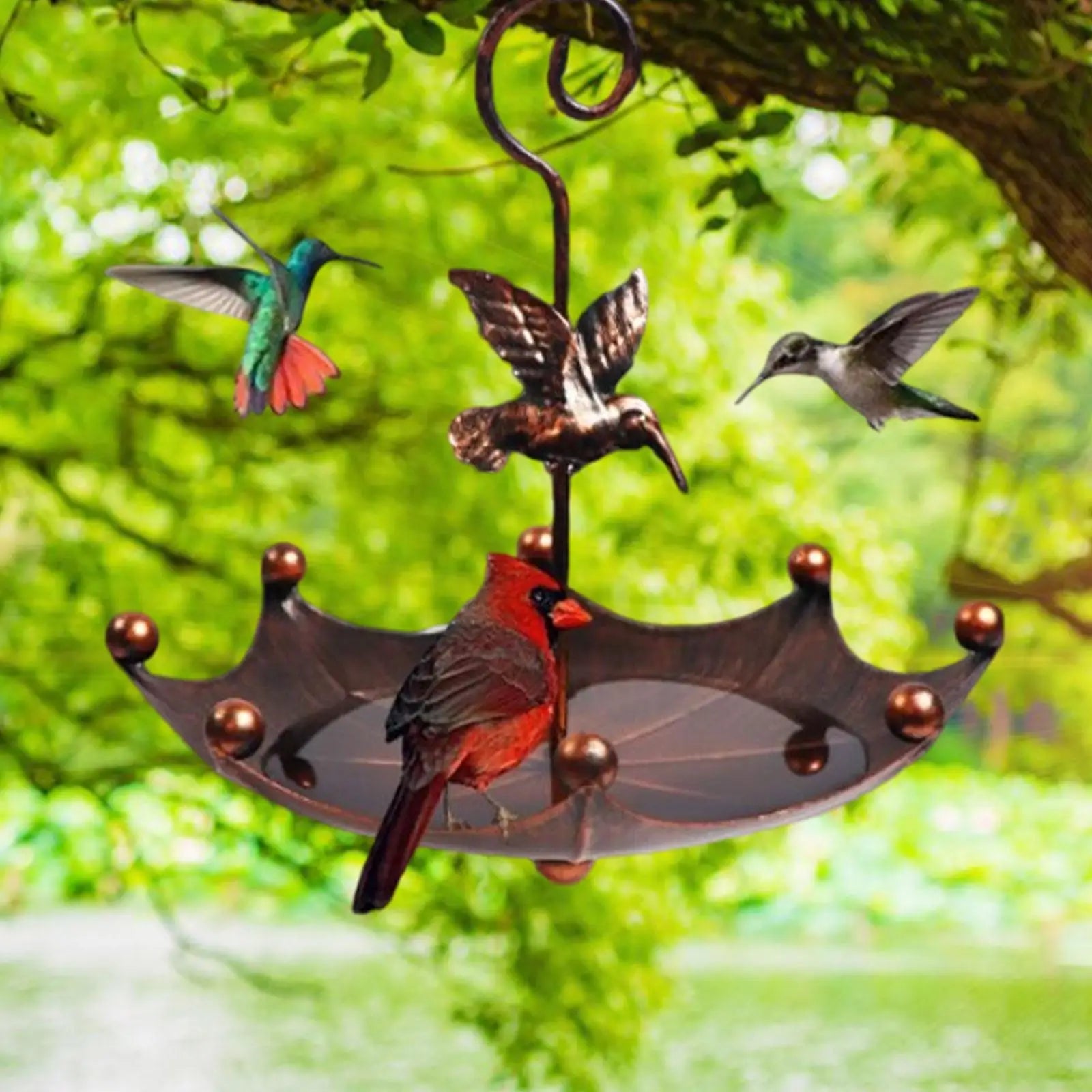 Hanging Bird Bath with Hook Bird Feeder Tray Water Bowl for Park Courtyard Deck Backyard Hummingbird Wildbird Feeding Supplies