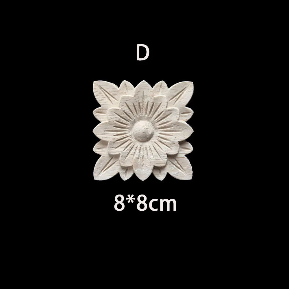 Unique Natural Floral Wood Carved Onlays and Appliques Wood Figurines for Decor Home Decoration Accessories wood furniture decal