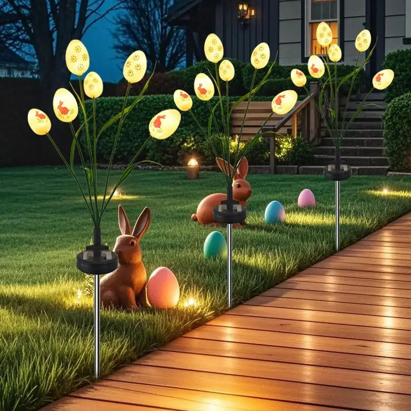 6/12 pcs garden lights Easter Eggs,  Waterproof garden path courtyard Hunt Game Party Favors Supplies Solar lamp