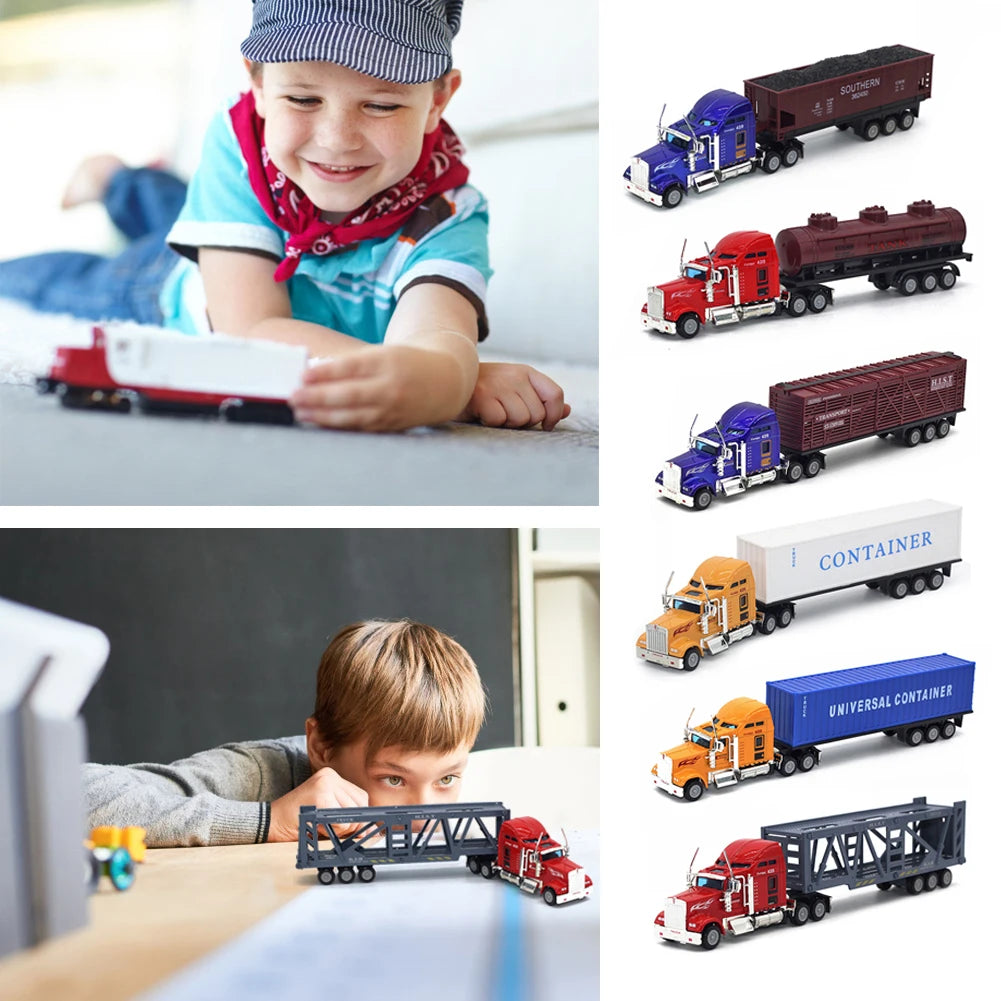 1:50 Large Diecast Alloy Truck Car Model Toys Simulation Oil Truck Tank Container Pull Back Transport Vehicle Model Toy For Kids