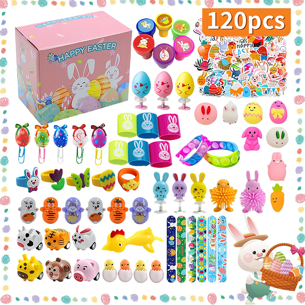 120Pcs Prefilled Easter Eggs Easter Egg Fillers with Assorted Toys Filled Easter Egg Gift Funny for 3 4 5 6 7 8 Year