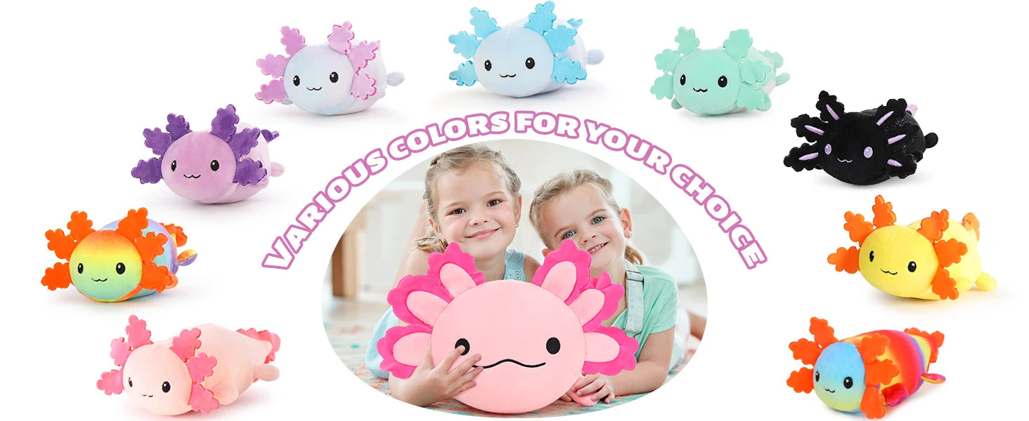 MaoGoLan Giant Axolotl Plush with 3 Baby Axolotl Inside - 23.5" Soft Stuffed Animal Throw Pillow - Blue