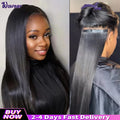 Wowear 24 Inch Straight Lace Front Wigs Human Hair Tape In Hair Extensions Human Hair 20pcs 50g Natural Black Wig Brazilian Hair