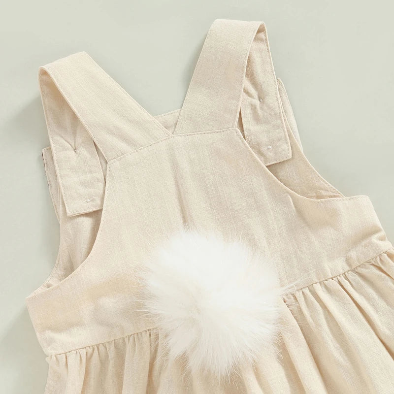 Adorable Infant Easter Romper Sweet Ruffle Sleeve Round Neck Chick Jumpsuit with Bow Detail