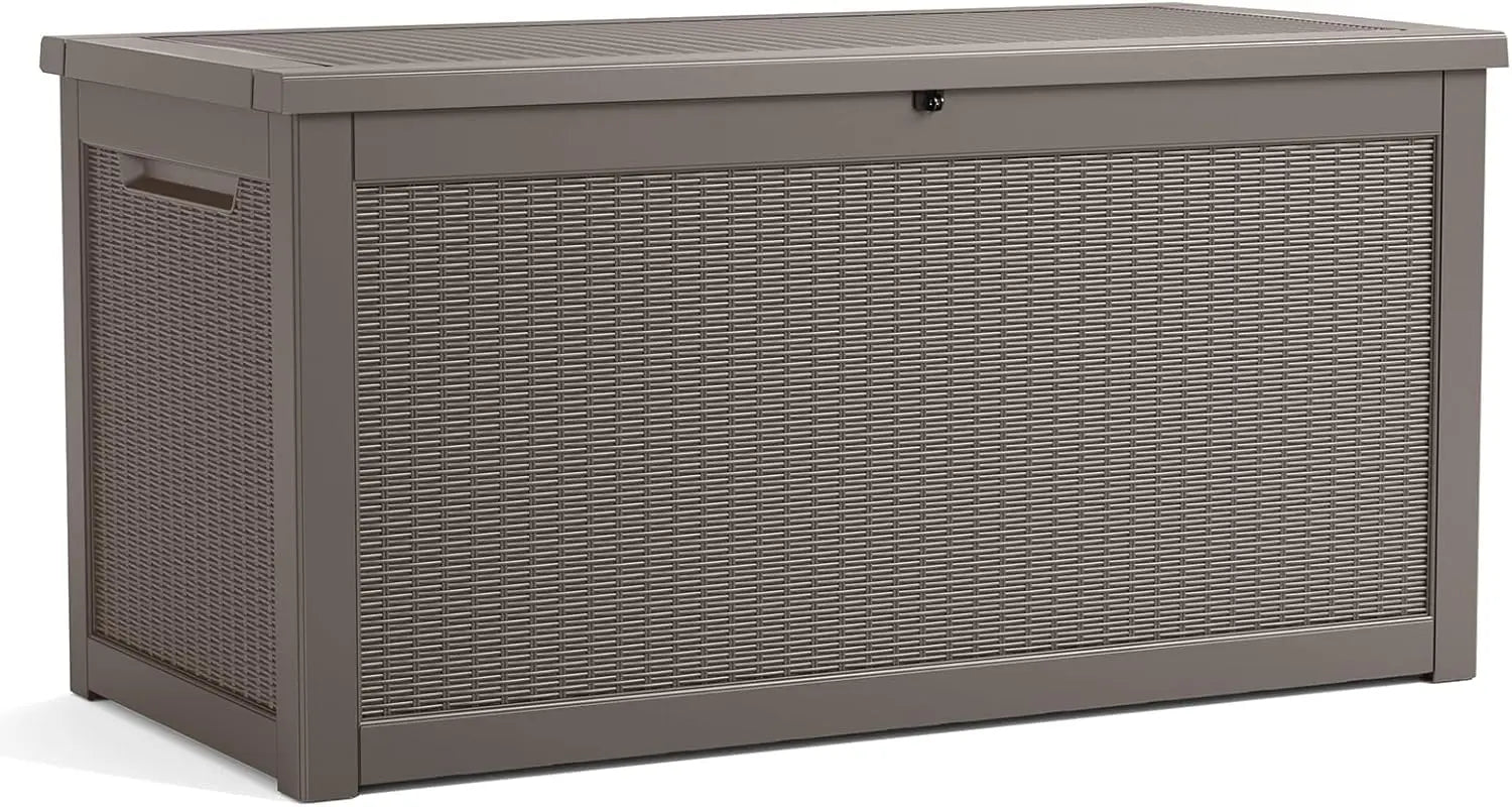 320 Gallon Lockable Resin Deck Box, Waterproof & UV-Resistant Outdoor Storage Box for Outdoor Cushion Storage, Customized