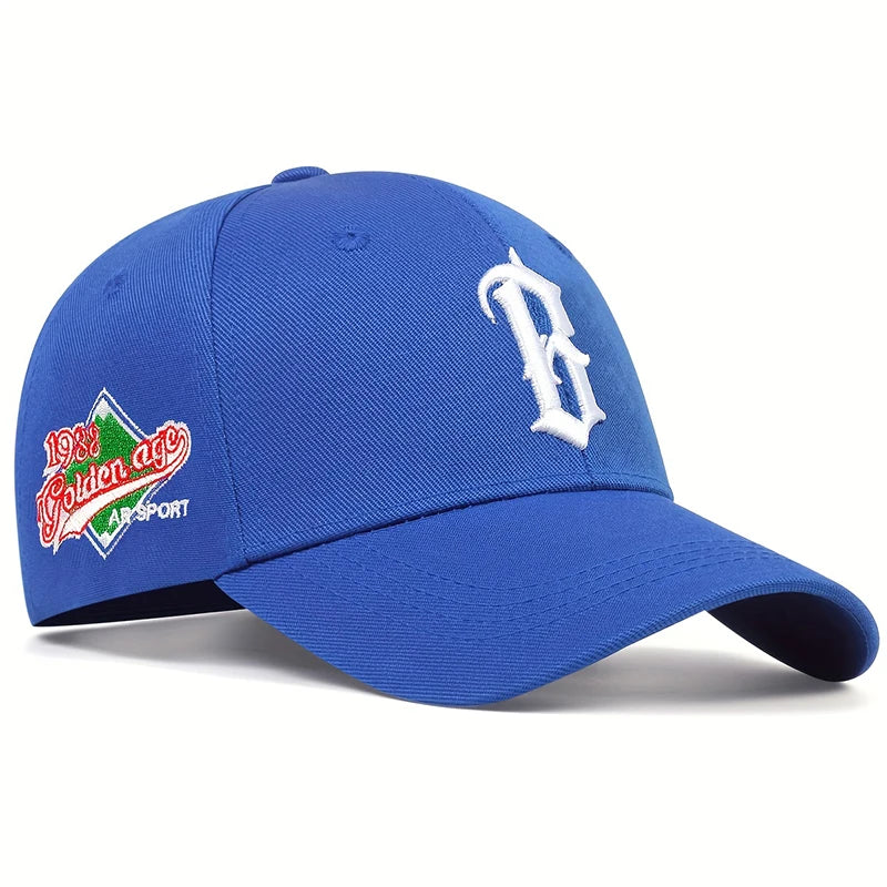 1piece Unisex Letter B Side 1988 Embroidery Baseball Cap Outdoor Adjustable Sunscreen Leisure Hat Spring Autumn Travel Vacation