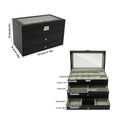 3 Tiers Jewelry Box Watch Display Case Display Desktop With Glass Top Jewelry Cabinet Storage Collection Organizer Black