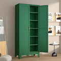 Metal Pantry Cabinet with 2 Doors and 5 Adjustable Shelves, 75" Kitchen Storage cabinets with Gold Handles, Versatile Storag