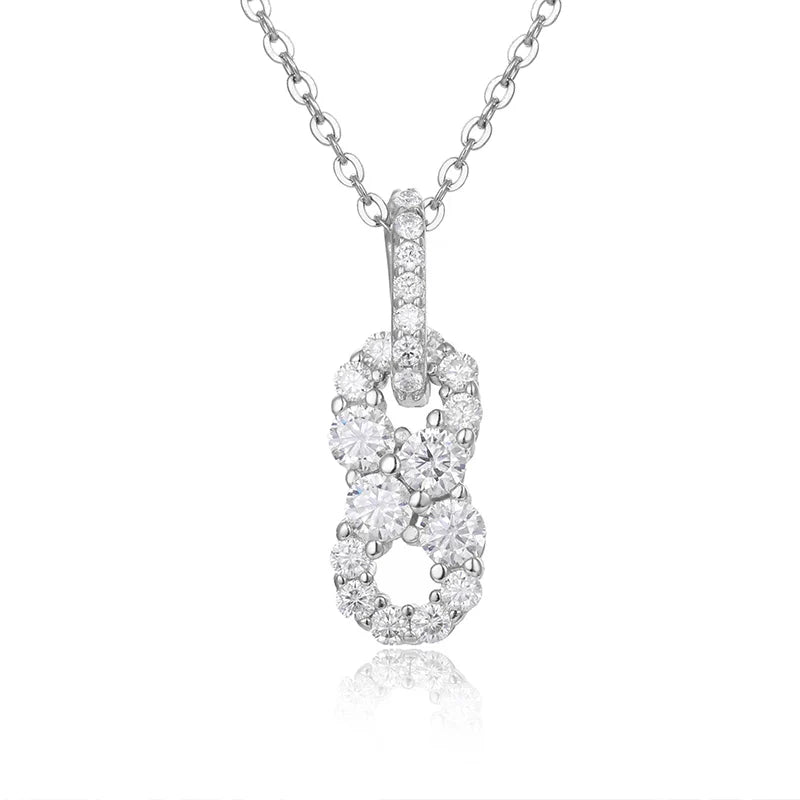 New Fine 925 Pendant Necklace Moissanite Delicate 8 Pendant Iced Out Gold Silver Color Charm For Women Hip Hop Jewelry