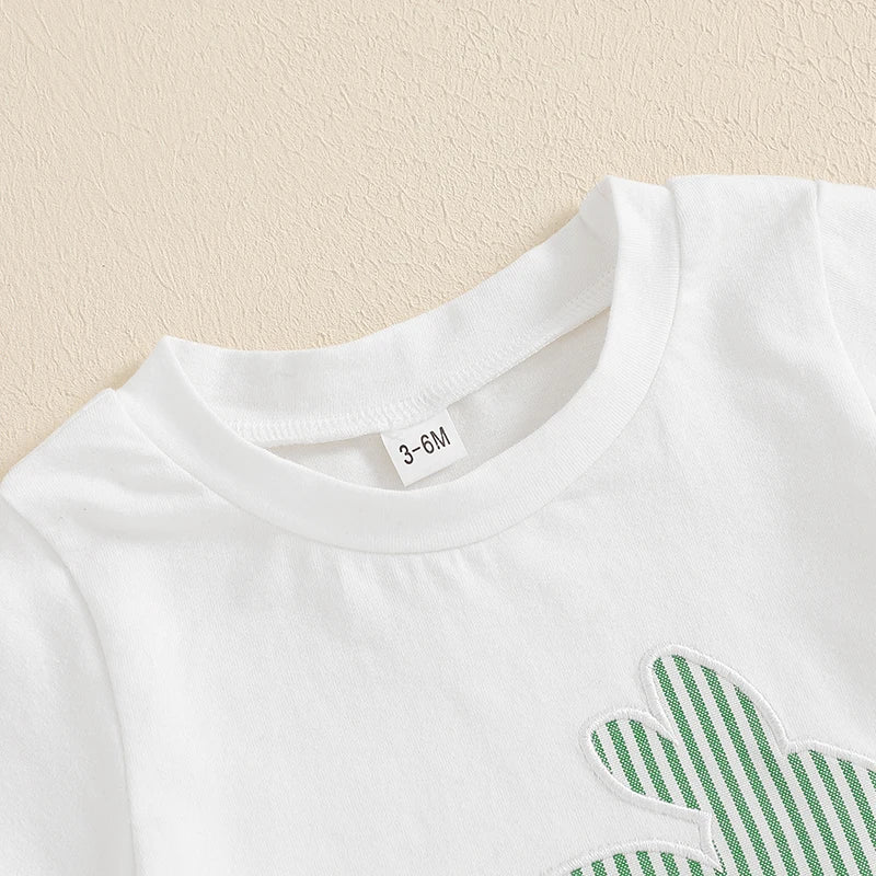 Toddler Boy Easter Bunny Carrot Print Short Sleeve T-shirt and Plaid Shorts Set for Spring Holiday Outfit