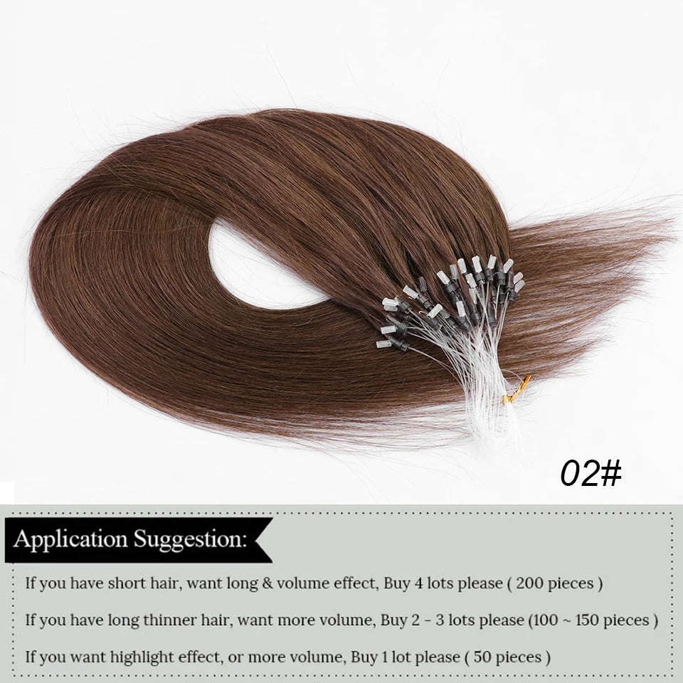 MRS HAIR Human Hair Micro Loop Extensions Easy Install At Home Micro Loop Hair Extensions Blonde Brown Black Straight 30g/pack