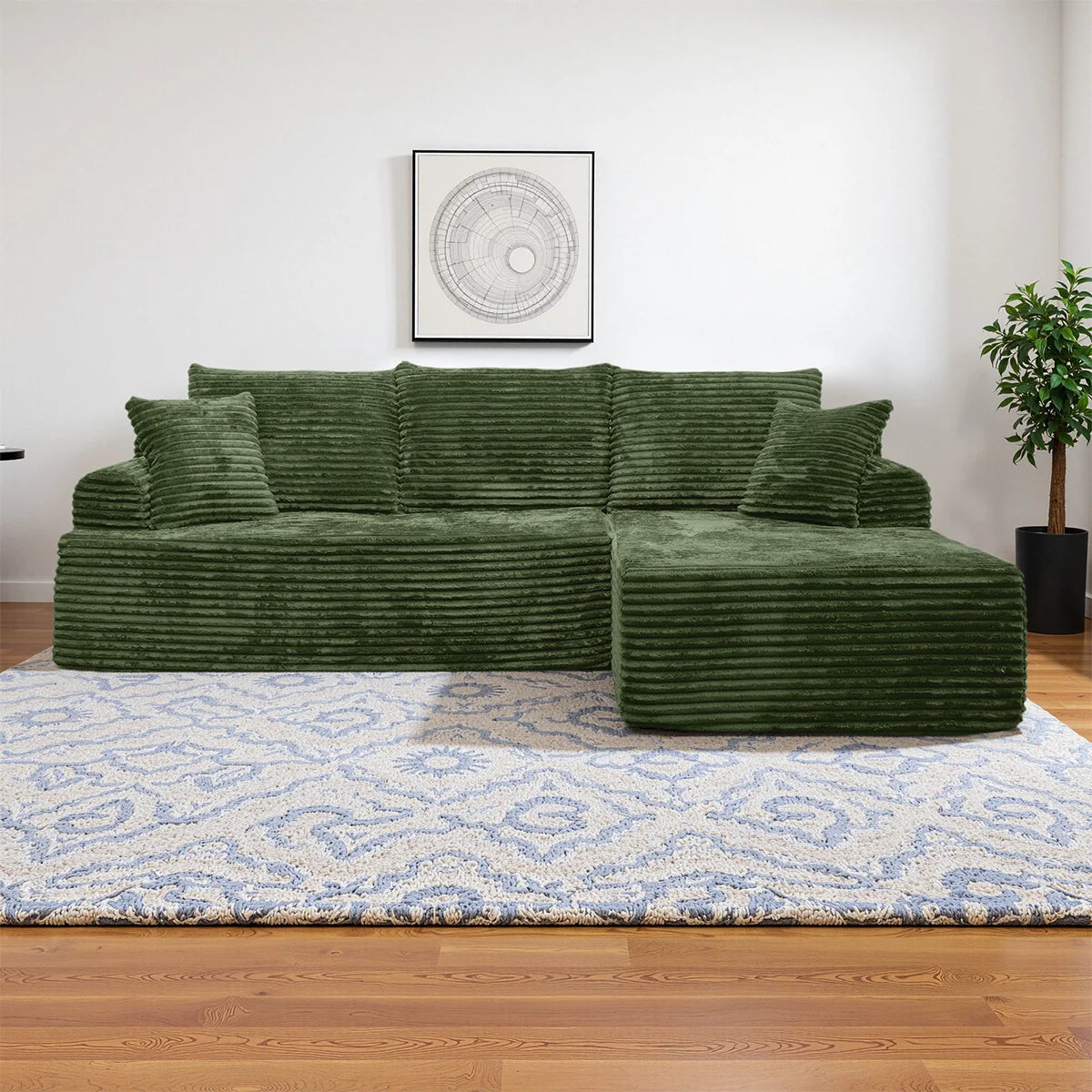 95" L-Shaped Sofa Chaise, No Assembly Required, Rabbit Fleece Upholstery, Ultra Soft & Comfortable, Ready to Use Out of the Box