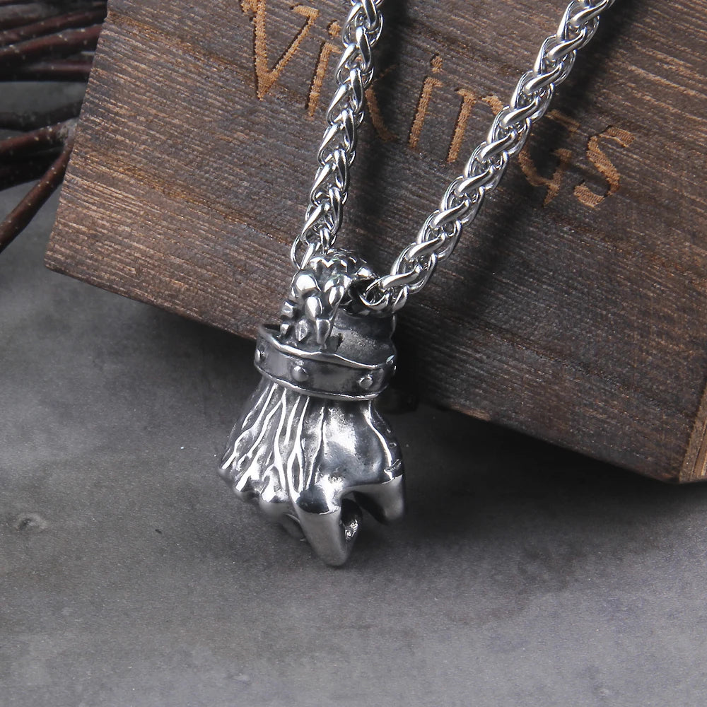 stainless steel Gothic Pendants Fist Necklace Cool Street Style Necklaces For Men Collar Hombre Neck Chains Punk Jewelry Gift
