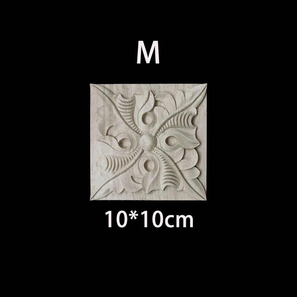 Unique Natural Floral Wood Carved Onlays and Appliques Wood Figurines for Decor Home Decoration Accessories wood furniture decal