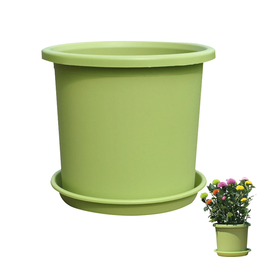 Thickened Resin Flowerpot With Tray Big Vase Rose Hydrangea Planting Pot Home Balcony Decoration Four Seasons Gardening Supplies