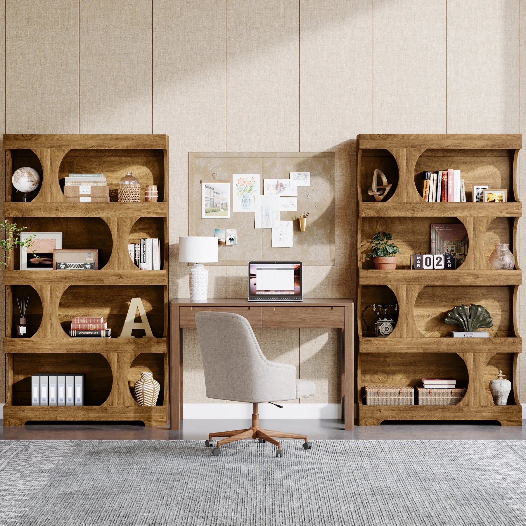 Tribesigns 71" Tall Bookcase, 4-Tier S-Shaped Bookshelf, Wood Decorative Storage Shelving, Modern Freestanding Display Shelves