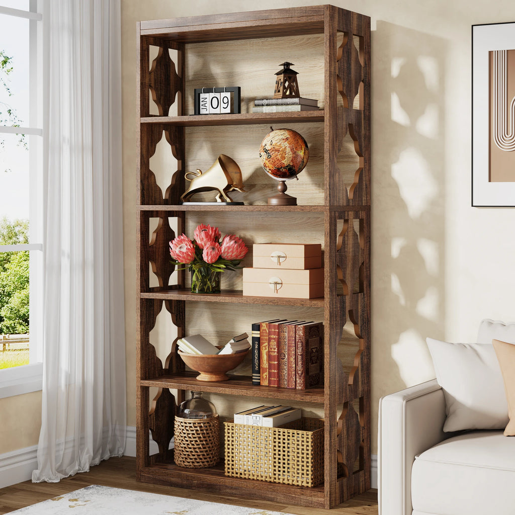 Tribesigns 6-Tier Bookcase, 71 Inches Industrial Bookshelves and Bookcases, Floor Standing 5 Shelf Display Storage Shelves