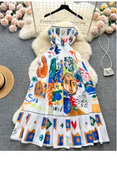 JAMERARY Summer Blue And White Porcelain Flower Printing Floral Long Dress Women Straps Zipper Elastic Backless Midi Vestidos