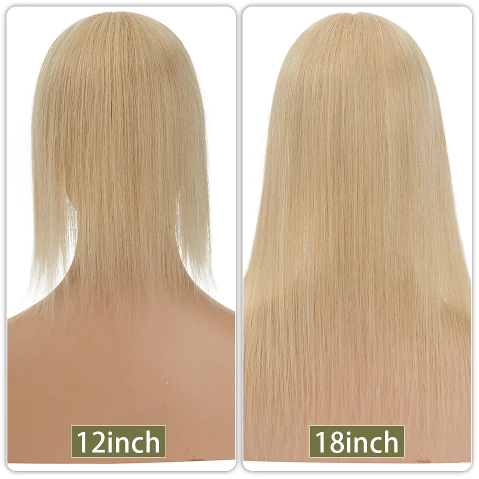 TESS Women Topper 10x12cm Hair Clips Hair Topper Natural Hair Wigs 100% Human Hair Silk Base Clip In Hair Extension Blonde Women