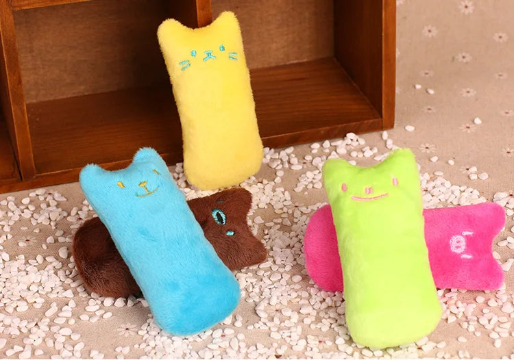 Pet Thumb Expressions Interactive Plush Cat Toy, Paper Chewing Teeth Grinding Anti Bite Toy, Contains Catgrass and Catnip