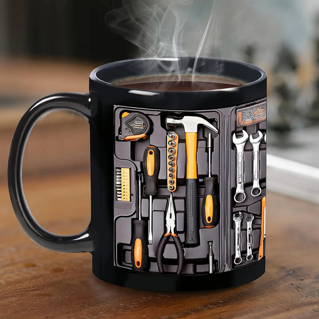Funny Coffee Mug Toolbox Design Wrench Pattern Mechanic Water Cup Ceramic Sturdy Mechanic Mug Auto/Car Mechanic Gift