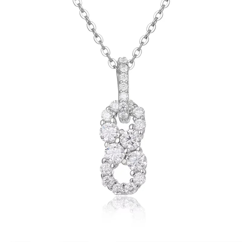 New Fine 925 Pendant Necklace Moissanite Delicate 8 Pendant Iced Out Gold Silver Color Charm For Women Hip Hop Jewelry