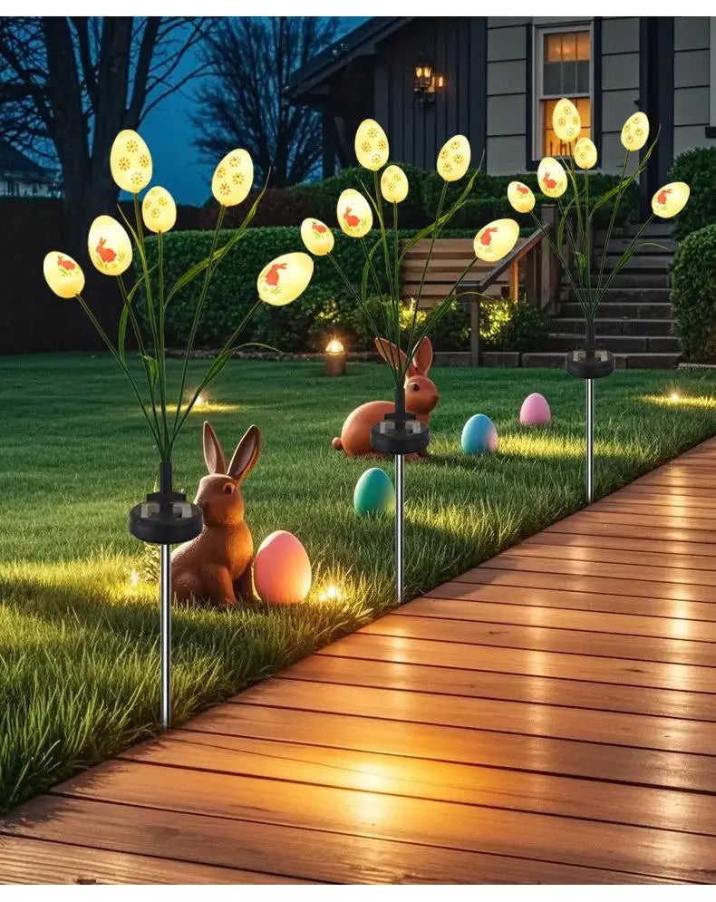 6/12 pcs garden lights Easter Eggs,  Waterproof garden path courtyard Hunt Game Party Favors Supplies Solar lamp