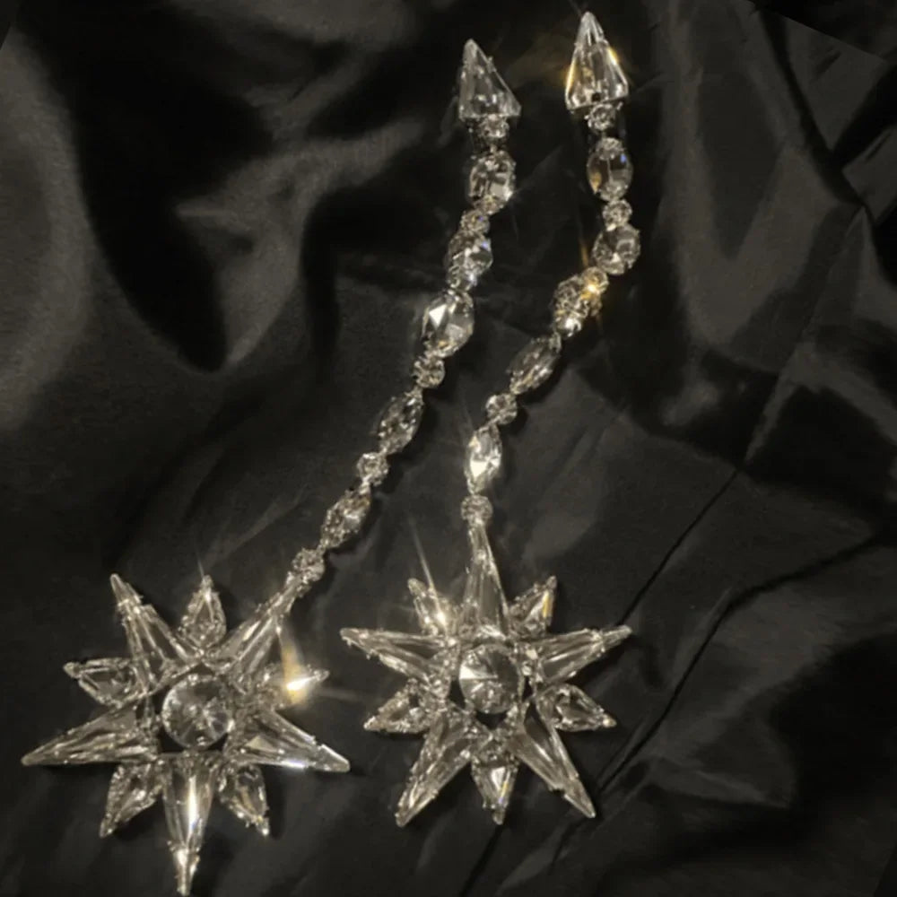 Stonefans Long Earrings Crystal for Women Luxury Designer 2024 Trend Geometric Earrings Statement Dangle Elegant Wedding Jewelry