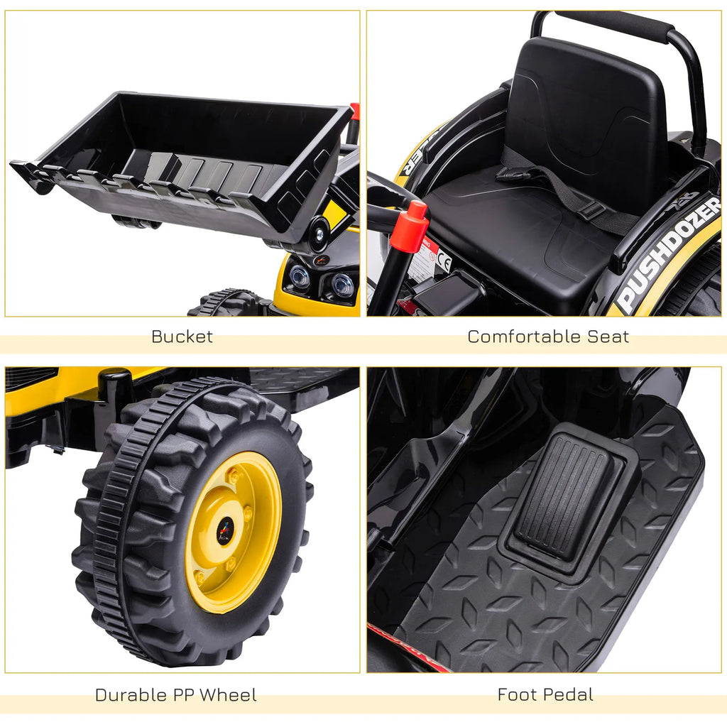 Electric Kids' Ride-On Construction Excavator, Rechargeable Tractor Toy, Yellow