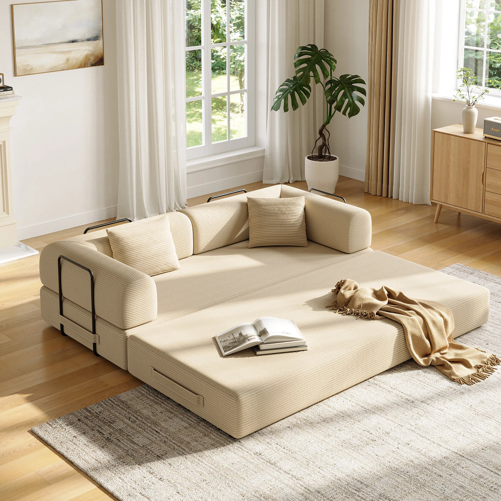 Convertible Floor Sofa Bed with Fixed-Shape Frame,  5-in-1 DIY Combination Modular Sofa,  for Living Room Bedroom Playroom