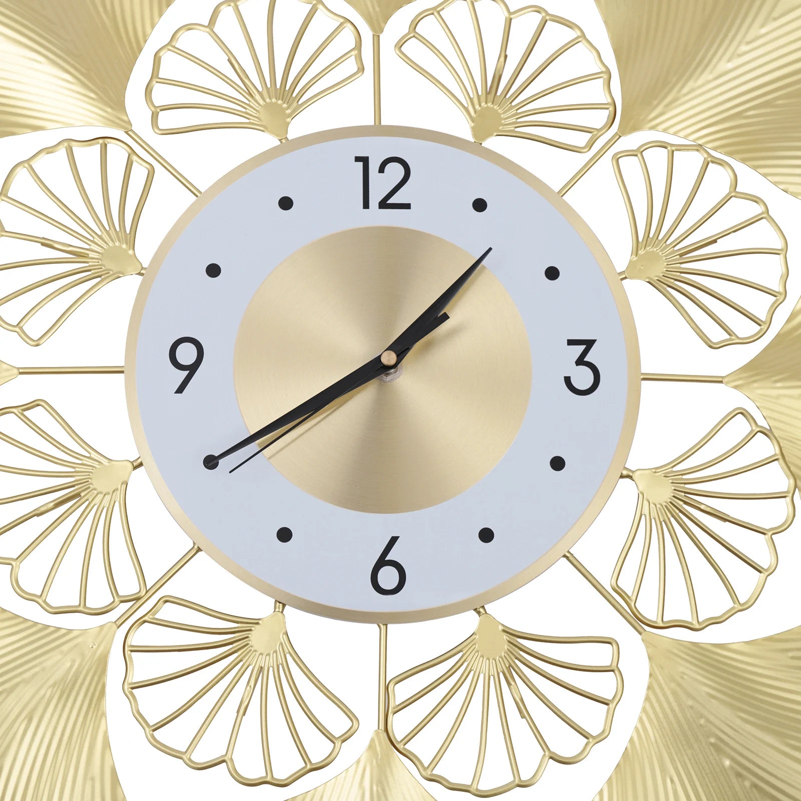 Ginkgo Wall Clock 3D Creative Ginkgo Wall Clock Golden Dial Design Silent Scanning Second Movement Digital Display Study Office