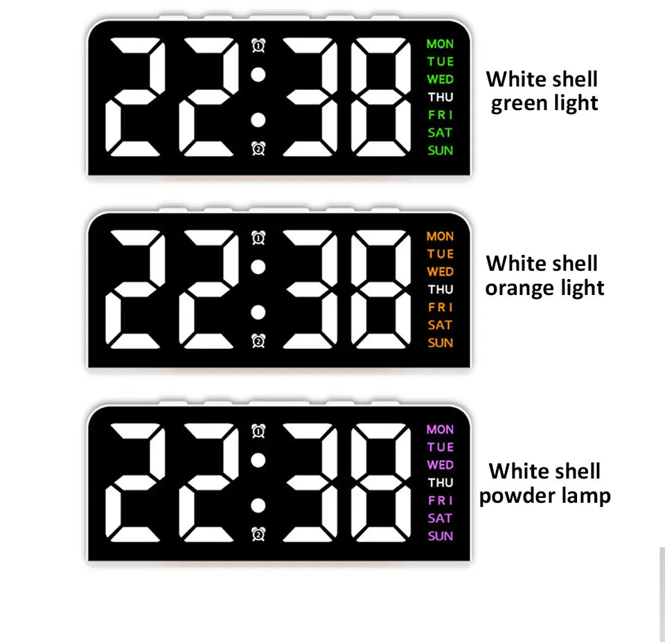 Digital LED Alarm Clock Desktop Table Clock Night Light with Time Temperature Display Backlight Snooze Clock Modern Decor