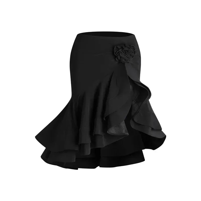 Sexy Off Shoulder Latin Top Ruffled Skirts Latin Dance Costume Stage Performance Clothes Samba Tango Dance Wear Set for Women